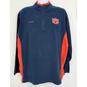 Columbia Fleece Quarter Zip Pullover, Blue with Auburn Logo, Men's XL